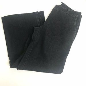 Talbots Black Jeans Wide Flare Size 6 Flat Front 10" Rise